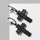 Серьги эмаль «Крестик» ажурный, цвет матовый чёрный - фото 4640048