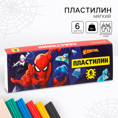 Пластилин 6 цветов 90 г "Человек-паук"