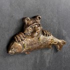 Вешалка "Медведь с рыбой" бронза, 22х44см - фото 320067225