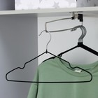 Плечики - вешалки антискользящие, металл с ПВХ покрытием, 41×20×0.3 см, 10 шт., чёрные - Фото 2