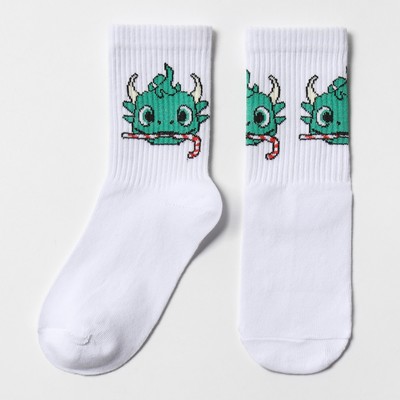 Носки детские «Новогодний дракон», белые, размер 18 (29-31 см)