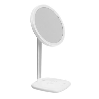 УЦЕНКА Зеркало Luazon KZ-08, подсветка, настольное, 30 LED, беспроводная зарядка, лампа, белое
