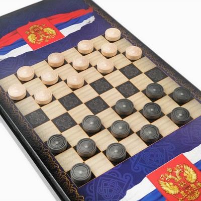 Настольная игра 2 в 1 нарды, шашки «Герб», деревянные, 60×60 см