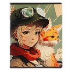 Тетрадь 48 листов в клетку Calligrata TOP "Девочка и кот. Аниме", обложка мелованный картон, ТВИН-лак, блок офсет, белизна 95%, МИКС - фото 24544533