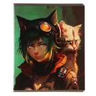 Тетрадь 48 листов в клетку Calligrata TOP "Девочка и кот. Аниме", обложка мелованный картон, ТВИН-лак, блок офсет, белизна 95%, МИКС - фото 24544535