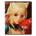 Тетрадь 48 листов в клетку Calligrata TOP "Девочка и кот. Аниме", обложка мелованный картон, ТВИН-лак, блок офсет, белизна 95%, МИКС - фото 24544536