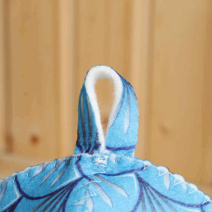 Шапка для бани с принтом "Водяной дракон", голубой, полиэфирный войлок