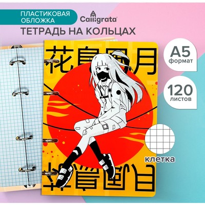 Тетрадь на кольцах А5 120 листов в клетку Calligrata «АнимеArt», пластиковая обложка, блок офсет