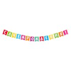 Гирлянда "С Днём Рождения!" разноцветные флажки, 14 деталей, 350 см - фото 11065778