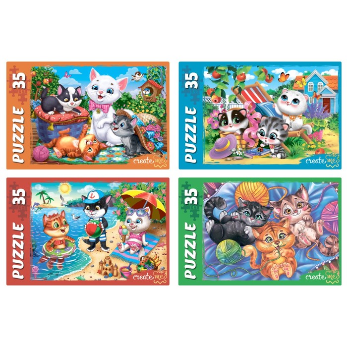 Пазл «Забавные котики», 35 элементов, МИКС - Фото 1