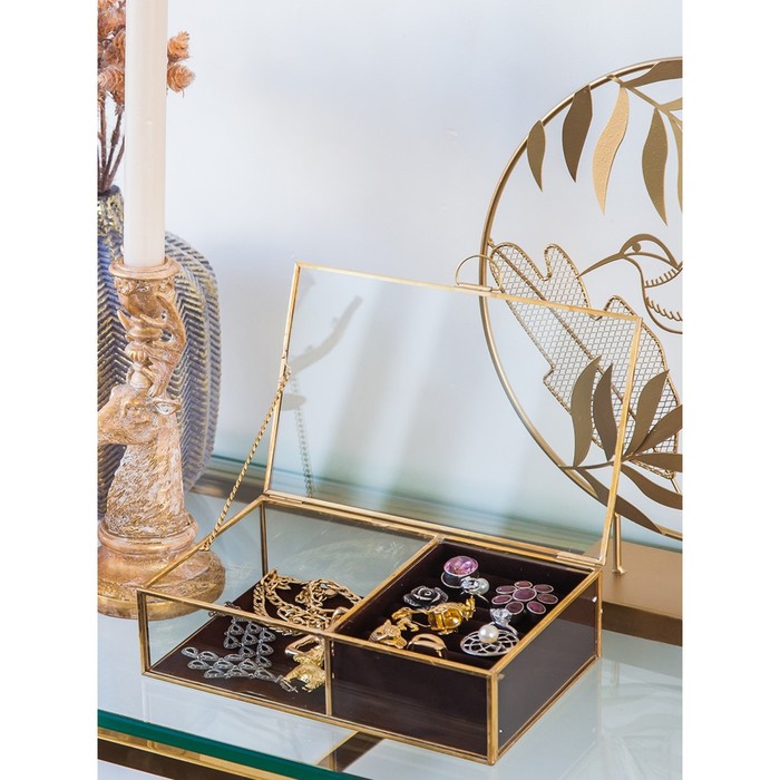 Стеклянная шкатулка для ювелирных украшений, 20×13×5 см - Фото 1