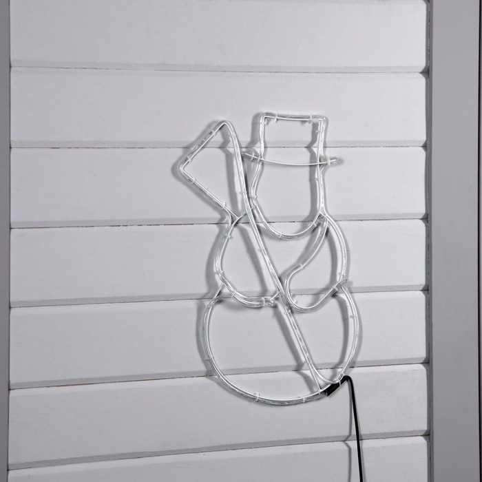 Светодиодная фигура «Снеговик», 48 × 52 см, дюралайт, 60 LED, 220 В, свечение белое/тёплое белое/синее - фото 1919683183