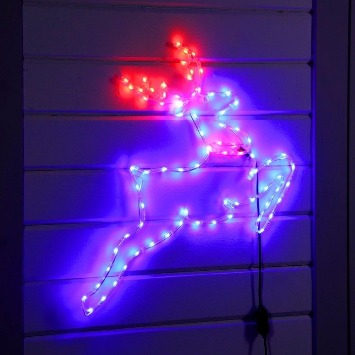 Светодиодная фигура «Олень», 72 × 55 см, дюралайт, 80 LED, 220 В, свечение синее/красное - фото 1919683186