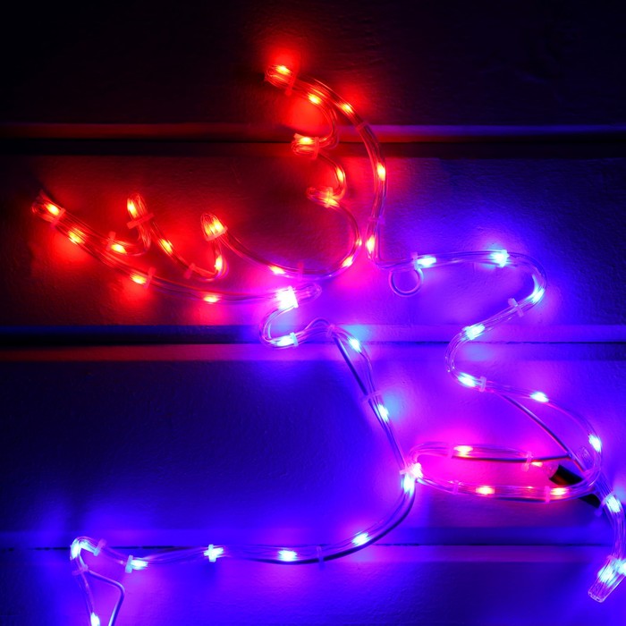 Светодиодная фигура «Олень», 72 × 55 см, дюралайт, 80 LED, 220 В, свечение синее/красное - фото 1919683188