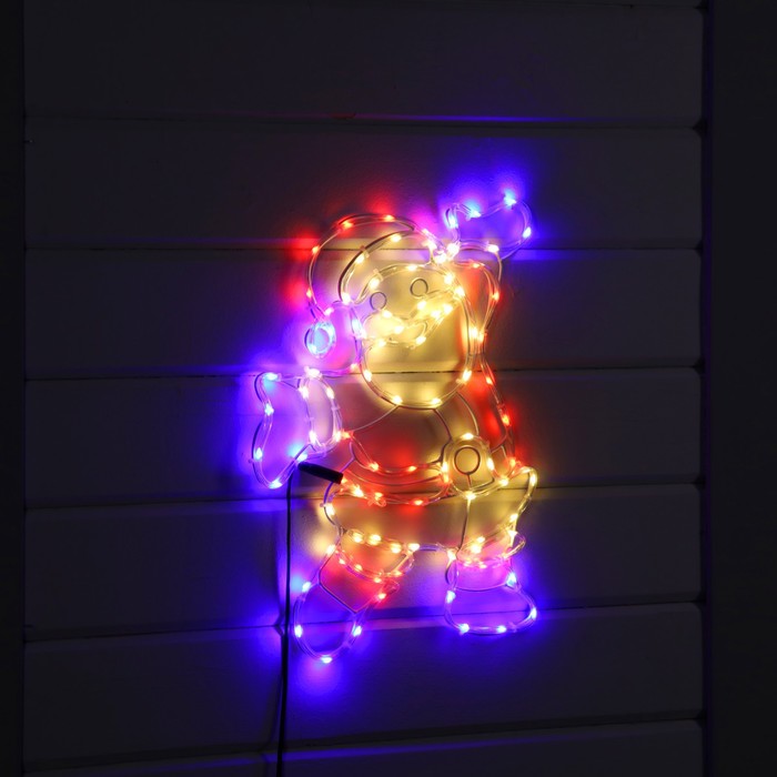 Светодиодная фигура «Дед Мороз», 38 × 50 см, дюралайт, 100 LED, 220 В, свечение красное/зелёное/белое - Фото 1