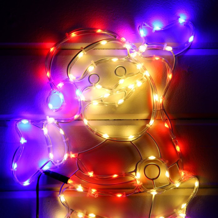 Светодиодная фигура «Дед Мороз», 38 × 50 см, дюралайт, 100 LED, 220 В, свечение красное/зелёное/белое - фото 1919683192