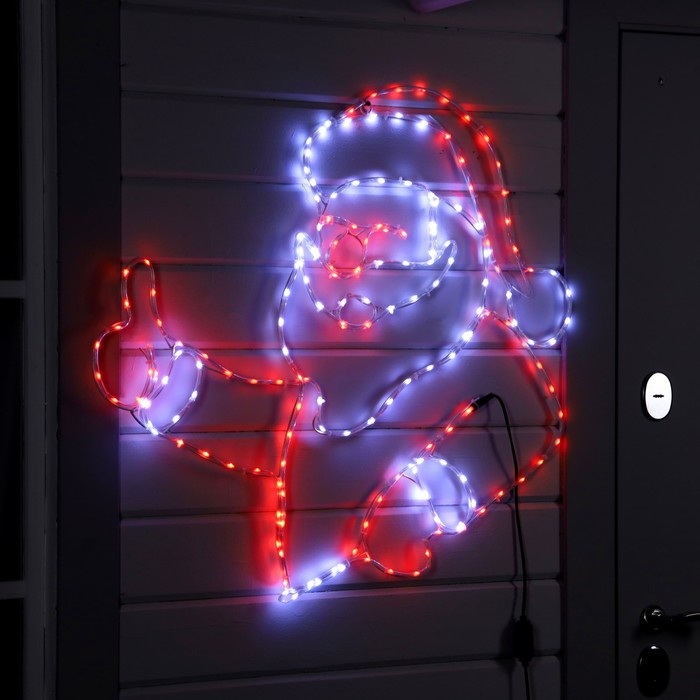 Светодиодная фигура «Дед Мороз», 89 × 77 см, дюралайт, 180 LED, 220 В, свечение красное/белое