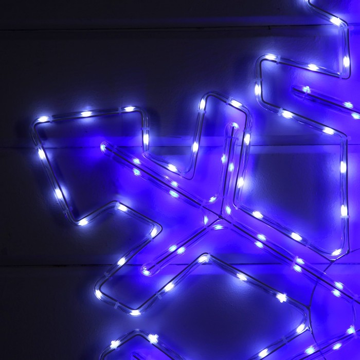 Светодиодная фигура «Снежинка», 90 см, дюралайт, 280 LED, 220 В, мигание, свечение белое/синее - фото 1888711836