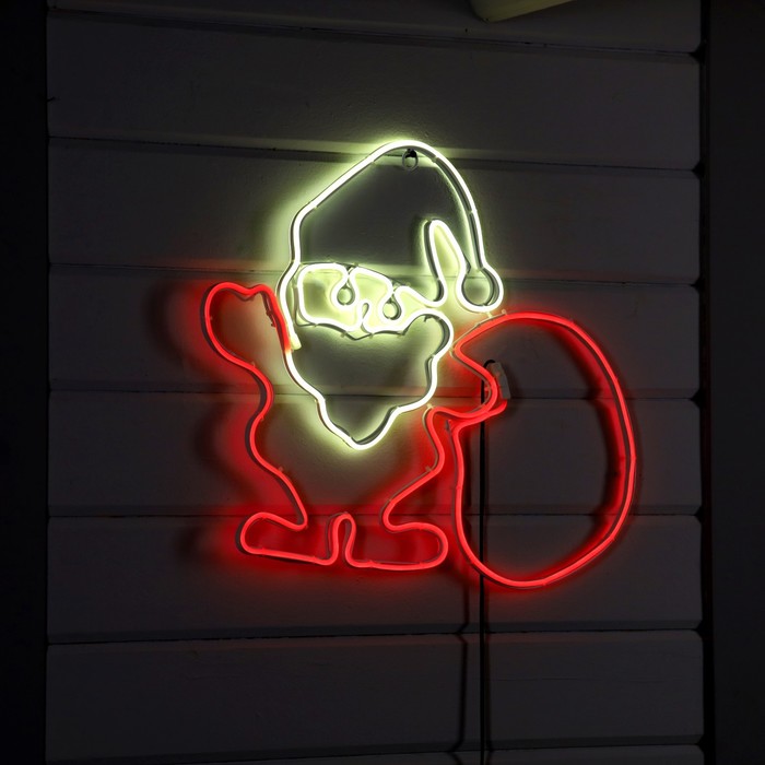 Неоновая фигура «Дед Мороз с подарками», 70 × 85 см, 560 LED, 220 В, свечение зелёное - фото 1907827682