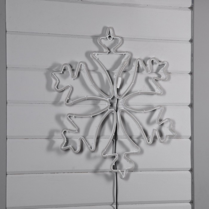 Неоновая фигура «Снежинка», 56 см, 560 LED, 220 В, свечение белое - фото 1907827691