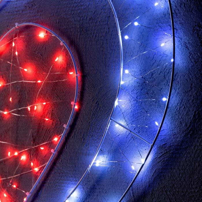 Светодиодная фигура «Сердце» 80 см, металл, 220 В, 8 режимов, свечение красное, белое - фото 1907827710