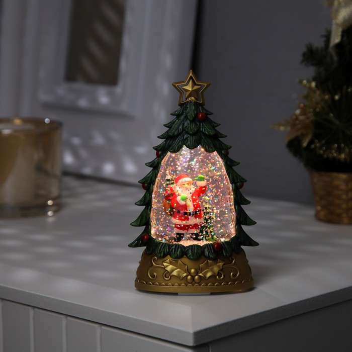 Светодиодная фигура «Дед Мороз с подарками» 9 × 15 × 4 см, пластик, батарейки АААх2 (не в комплекте), свечение тёплое белое - фото 1907827797