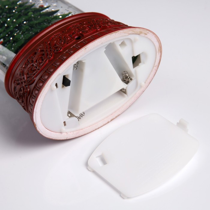 Светодиодная фигура «Свеча с ёлкой» 12.3 × 24 × 8 см, пластик, батарейки ААх3 (не в комплекте), USB, свечение тёплое белое