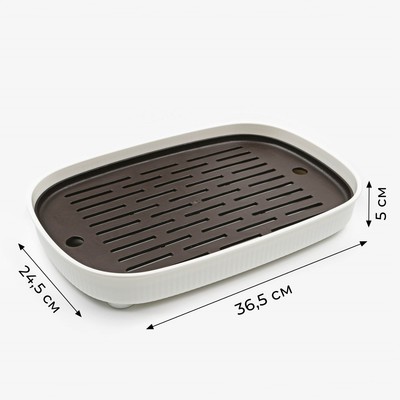 Чабань для чайной церемонии ДЖЕКИЧАЙ, 24.5×36.5×5 см, пластик, коричневый