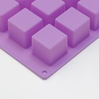 Форма для выпечки Доляна «Фигуры.Куб», силикон, 26×15×3,2 см, 15 ячеек (3,4×3,4см), цвет фиолетовый - фото 4392042
