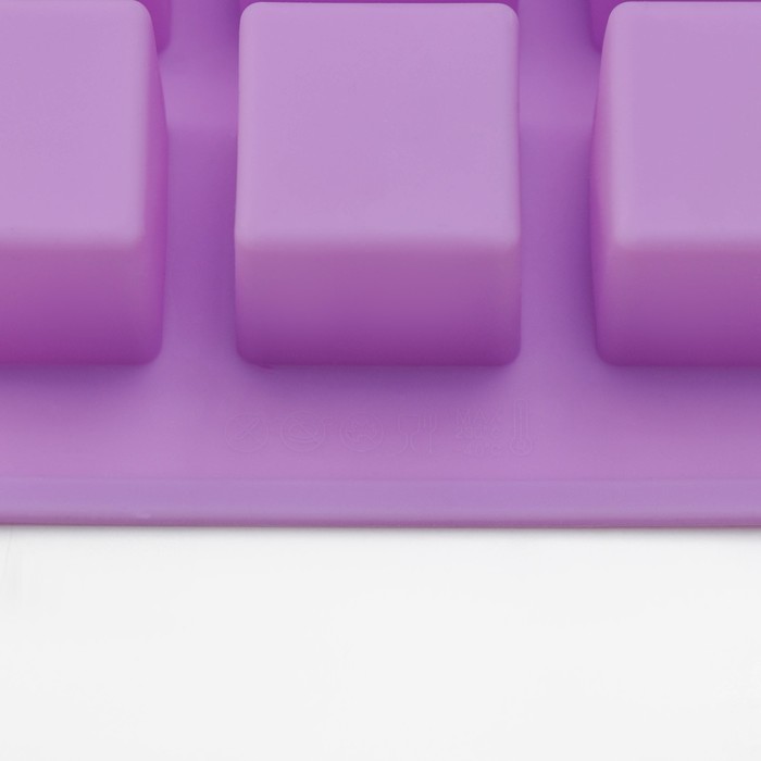 Форма для выпечки силиконовая Доляна «Фигуры.Куб», 26×15×3,2 см, 15 ячеек (3,4×3,4см), цвет фиолетовый