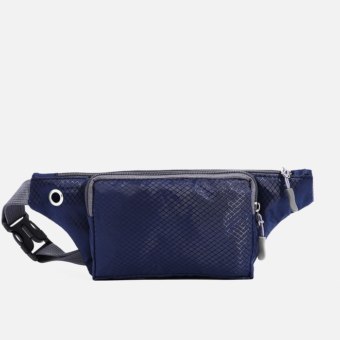 Поясная сумка на молнии, наружный карман, цвет тёмно-синий - Фото 1