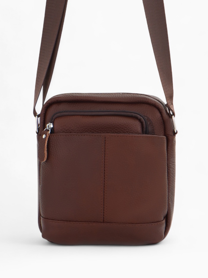 Сумка мужская через плечо Fidelio Largo на молнии, 18×7×20 см, коричневая - Фото 1