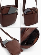 Сумка мужская через плечо Fidelio Largo на молнии, 18×7×20 см, коричневая - Фото 6