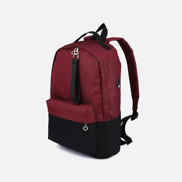 Рюкзак молодёжный из текстиля на молнии, 3 кармана, цвет бордовый