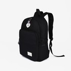 Рюкзак школьный из текстиля на молнии, 2 кармана, цвет чёрный - фото 320069209
