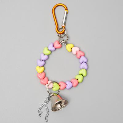 Игрушка для птиц «Кольцо из бусин», 6×17 см, с колокольчиком, пластик, металл