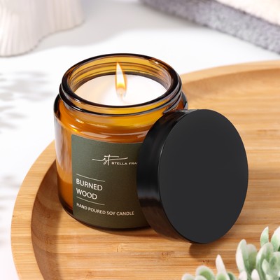 Ароматическая свеча в банке ST Burned Wood, древесные нотки, 90 г