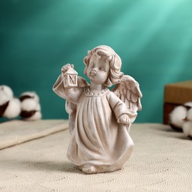 Фигура "Ангелочек с фонариком" под светлый камень, 11х15см