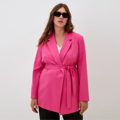 Пиджак женский с поясом MIST plus-size, р.54, розовый