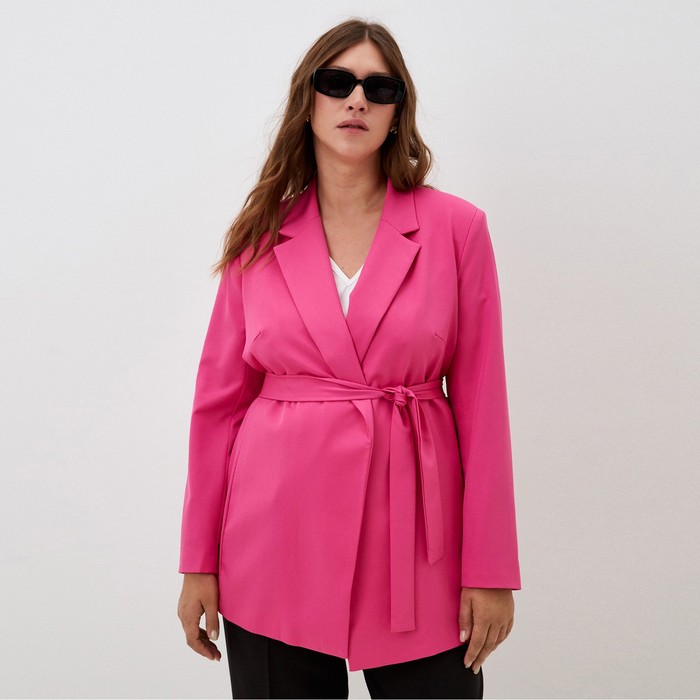 Пиджак женский с поясом MIST plus-size, р.54, розовый - Фото 1