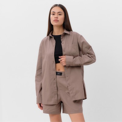 Костюм женский (рубашка, шорты) MIST Summer time, размер 42, цвет кофейный