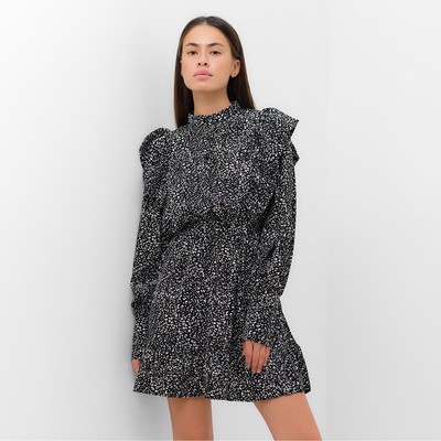 Платье мини женское с рюшами MIST, размер 46, чёрное