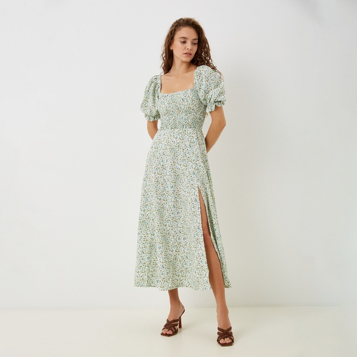 Платье женское миди MIST Flower, зеленый. р.48 - Фото 1