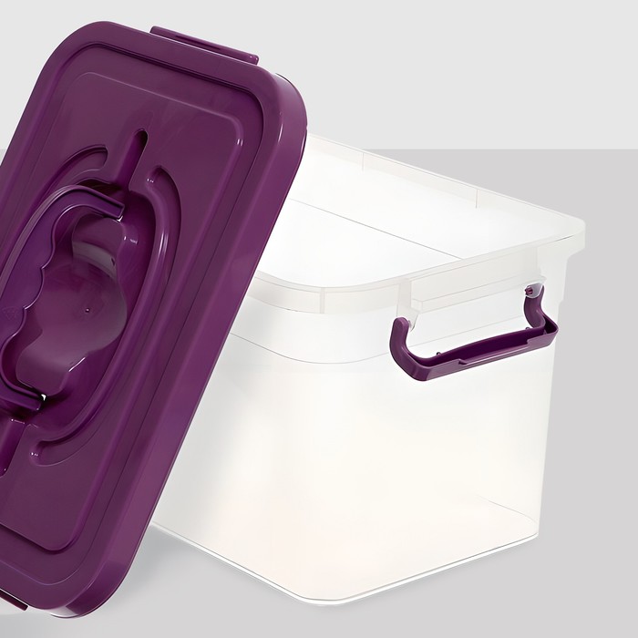 Контейнер для хранения с крышкой, 6,5 л, цвет фиолетовый - фото 1907829223