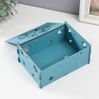 Новогодняя шкатулка "Снежинка" лазурь 13х17х8 см (Новогодний набор 6 деталей) - Фото 2