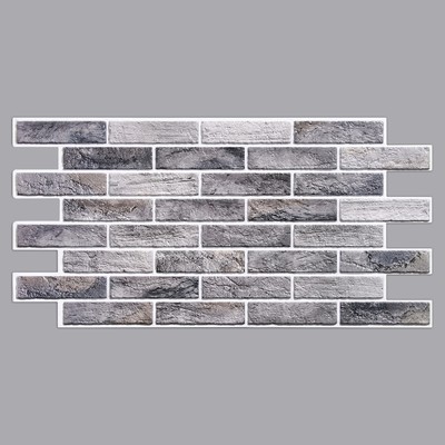 Стеновая панель ПВХ «Кирпич Бисмарк», 485×960 мм, цвет серый