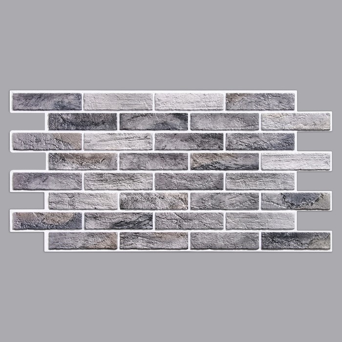 Стеновая панель ПВХ «Кирпич Бисмарк», 485×960 мм, цвет серый - Фото 1