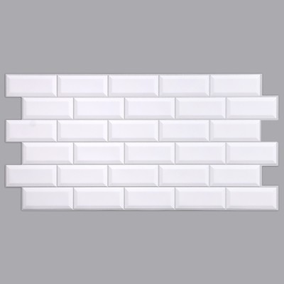 Стеновая панель ПВХ «Плитка Кабанчики», 485×960 мм, цвет жемчужный