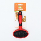 Пуходерка пластиковая мягкая с закругленными зубьями, средняя, 9,5 х 16 см, красная - фото 809227583