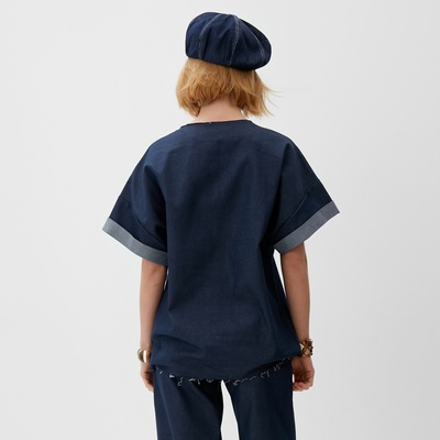 Футболка женская оверсайз MINAKU: Jeans Collection, синяя, размер 46